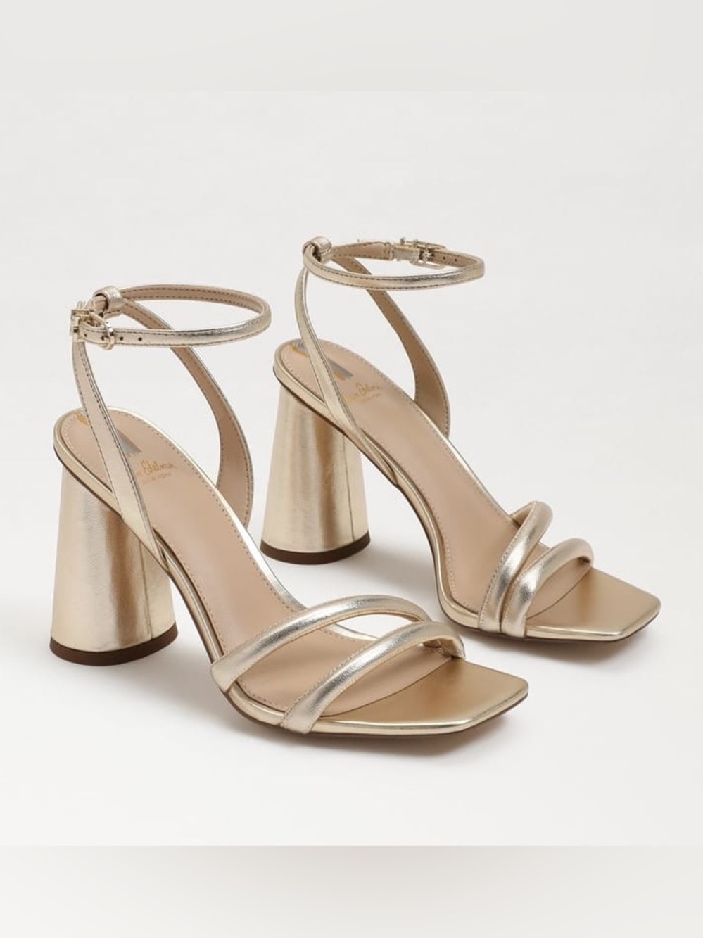 Sam Edelman Metallic Gold Kia Block Heel Strappy Sandals
